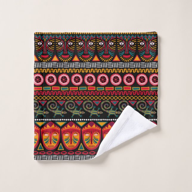 Decorative pattern on a black background in Africa Wash Cloth (Wash Cloth)
