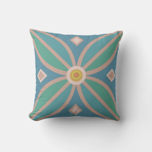 Decorative pattern pretty teals and pinks throw pillow