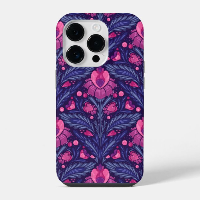 Decorative pattern with hearts iPhone case (Back)