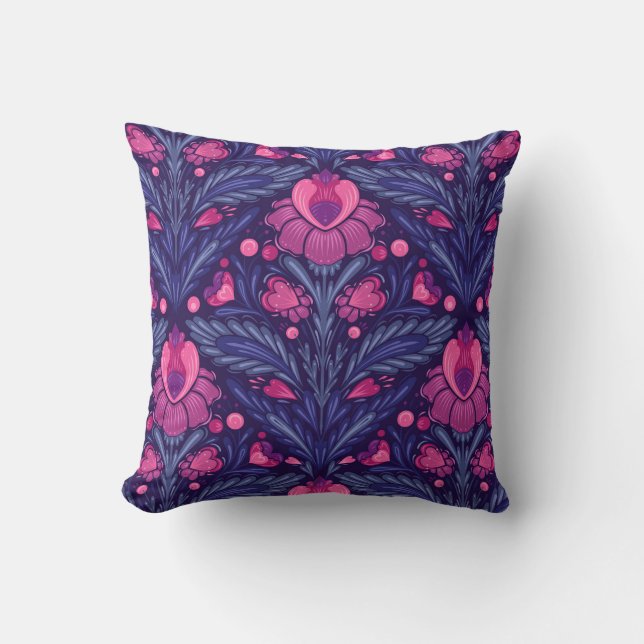 Decorative pattern with hearts throw pillow (Front)