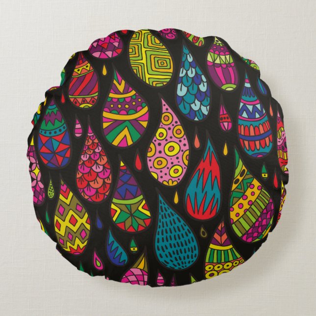 Decorative patterned drops seamless background. Br Round Pillow (Front)