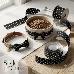 Decorative Paw Print Satin Ribbon Craft Supply