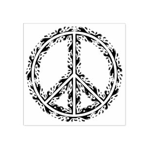 Decorative Peace Sign Rubber Stamp