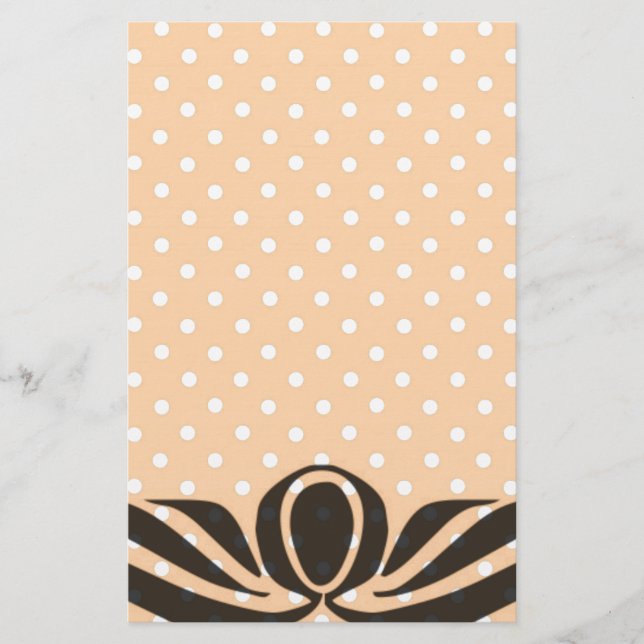 Decorative Peach Polka Dots Stationery (Front)