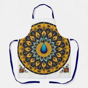 Decorative peacock bird on white apron