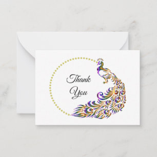 Decorative Peacock Thank You Cards