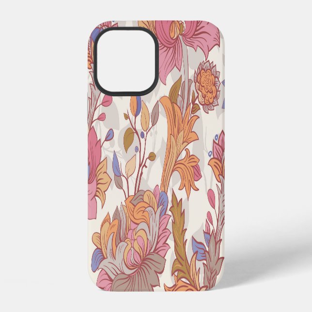 Decorative peonies: colourful floral pattern. iPhone case (Back)