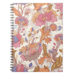Decorative peonies: colourful floral pattern. notebook
