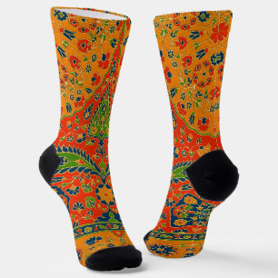 Decorative Persian Floral Print Socks