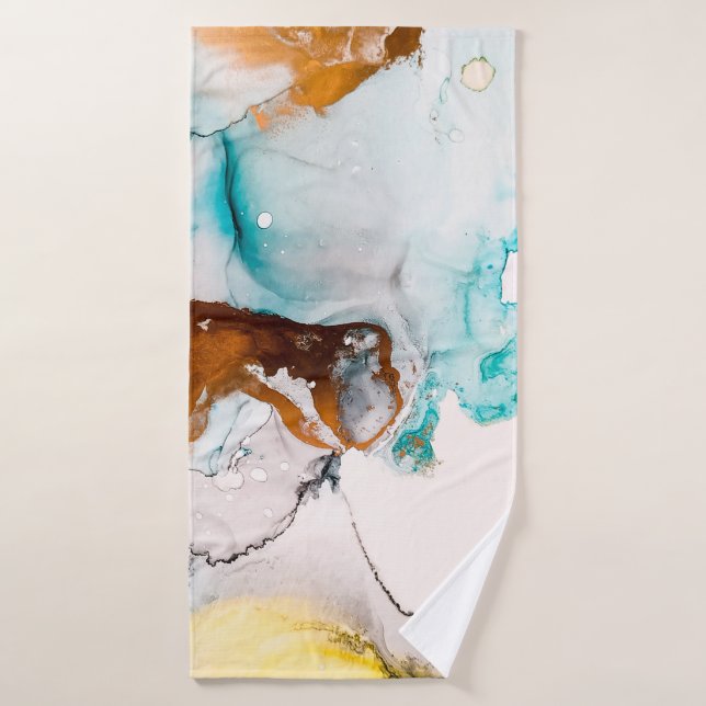 Decorative Picture. Decorative Paint. Alcohol Ink  Bath Towel (Bath Towel)