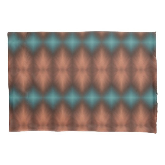 Decorative Pillow Case in Teal and Copper Brown (Front)