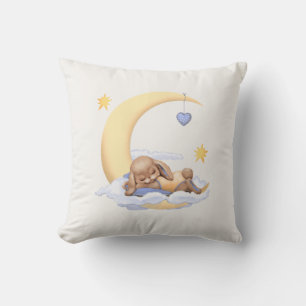 Decorative pillow with a cute plush rabbit sleepin