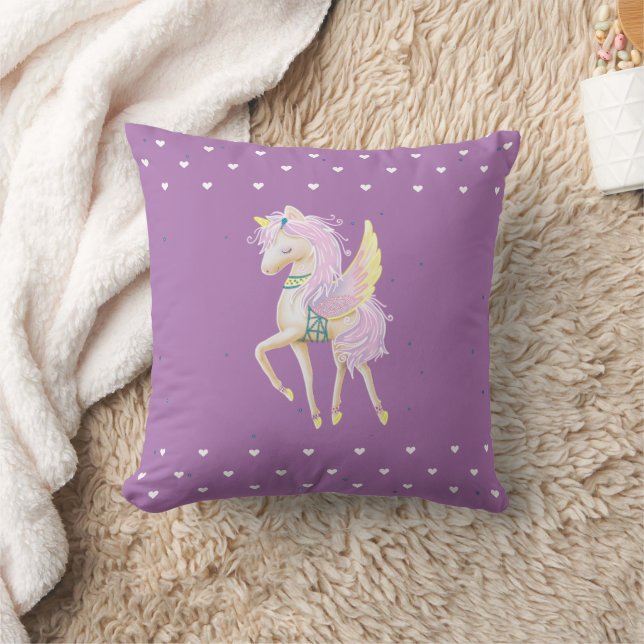 Decorative pillow with a cute unicorn image. (Blanket)