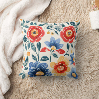 Decorative pillow with vibrant floral design