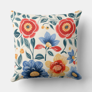 Decorative pillow with vibrant floral design