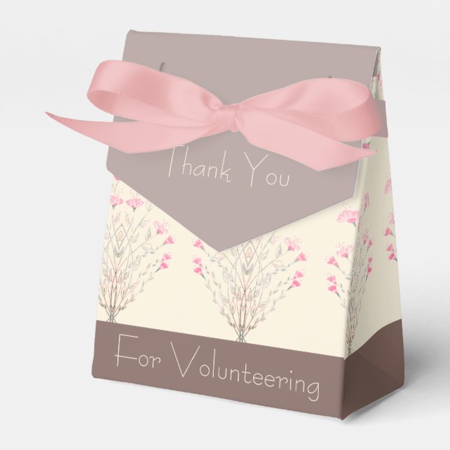 Decorative Pink and Cream With Brown  Favor Box (Front Side)