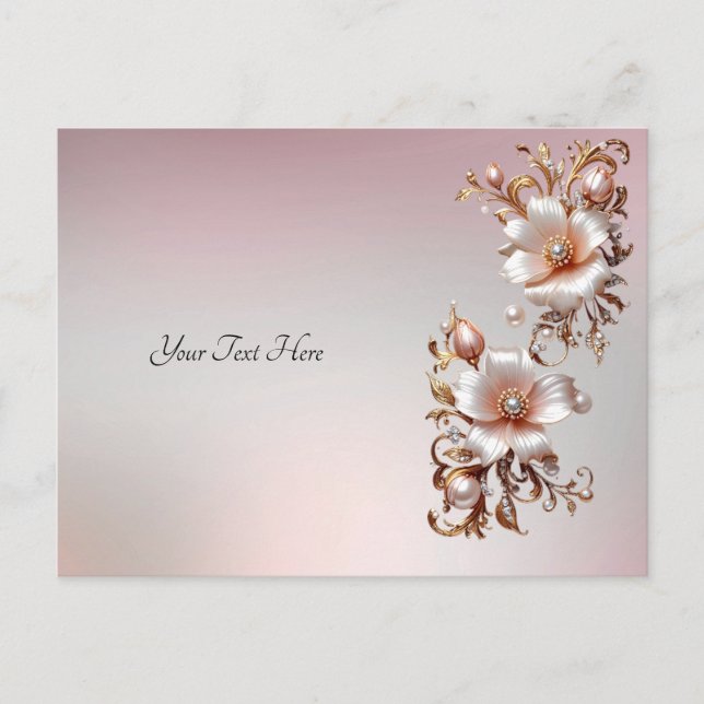 Decorative Pink Floral Postcard (Front)