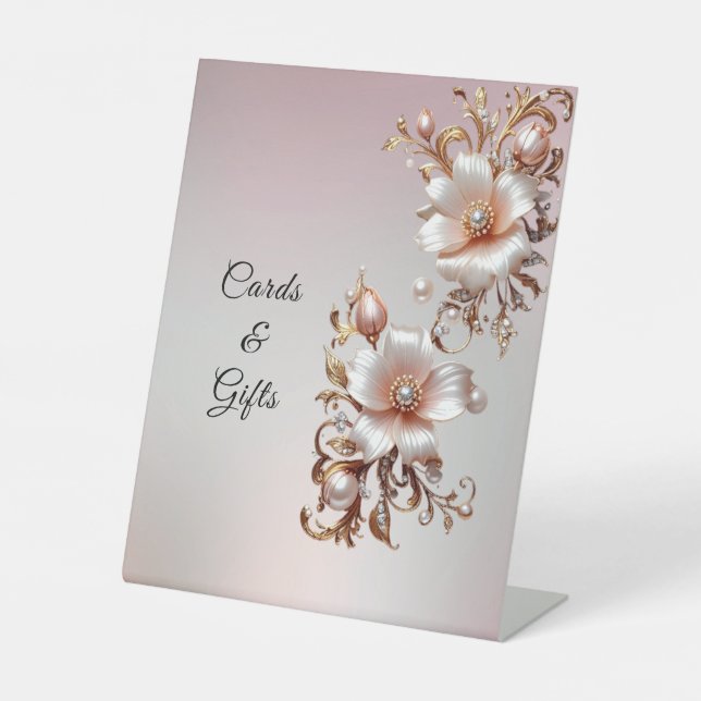 Decorative Pink Floral Tabletop Signs (Front)