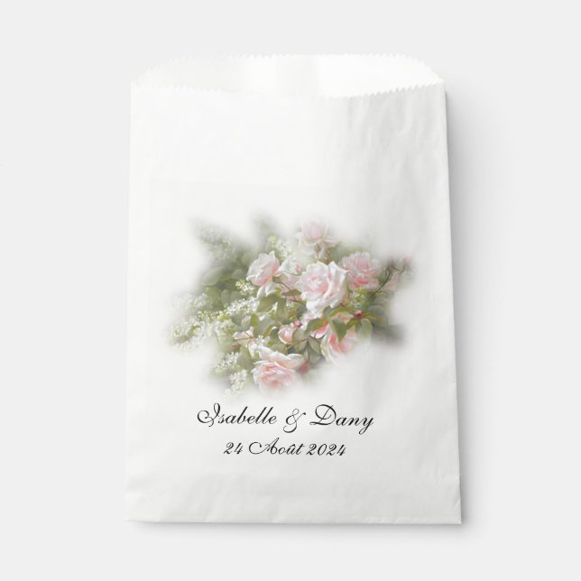 Decorative pink paper bags. favour bag (Front)