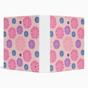 Decorative Pink Purple and Blue Floral Pattern Binder