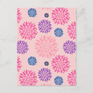 Decorative Pink Purple and Blue Floral Pattern Postcard