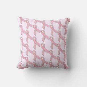 Decorative Pink Ribbons Breast Cancer Awareness Throw Pillow