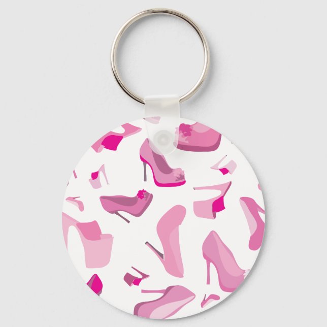 Decorative pink shoe template keychain (Front)
