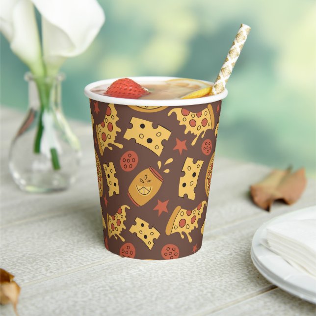 Decorative Pizza Pattern Paper Cups (Insitu)