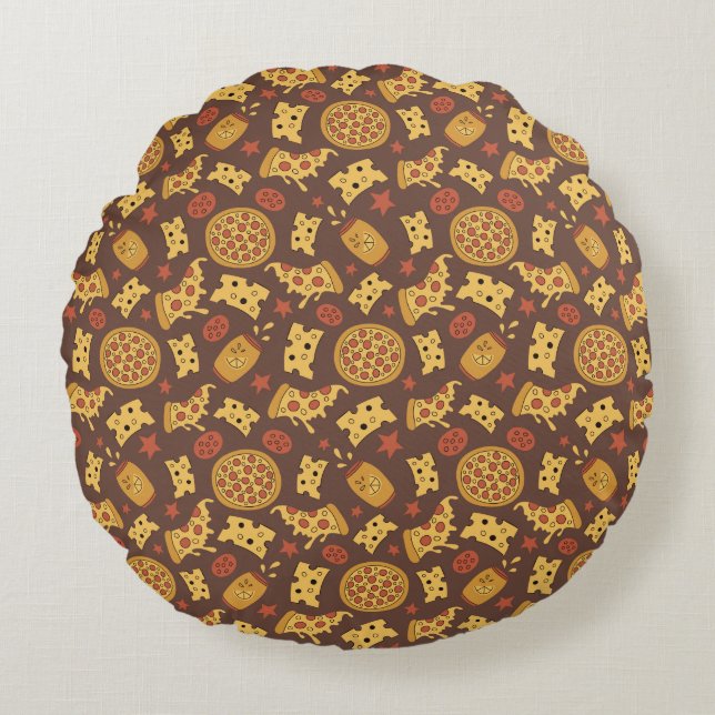 Decorative Pizza Pattern Round Pillow (Front)