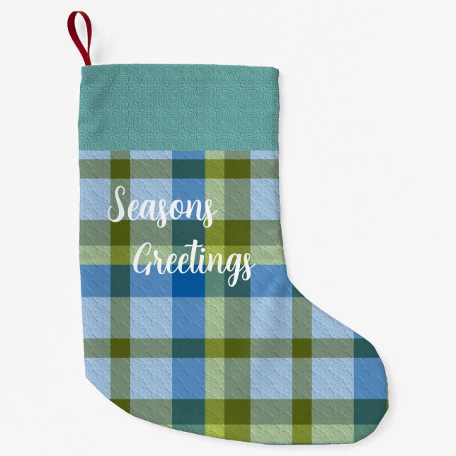  Decorative Plaid Small Christmas Stocking (Front)