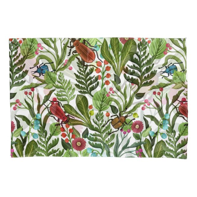 Decorative Plants and Insects: Seamless Design. Pillowcase (Front)