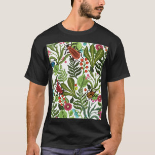 Decorative Plants and Insects: Seamless Design. T-Shirt