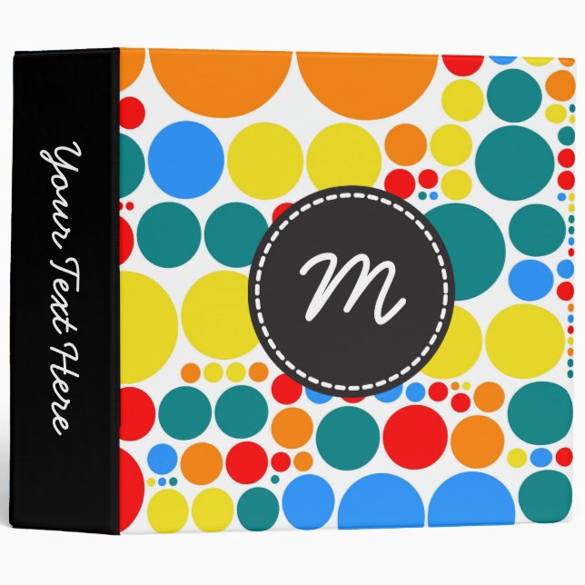 Decorative Polka Dot Mosaic Pattern Binder (Front/Spine)