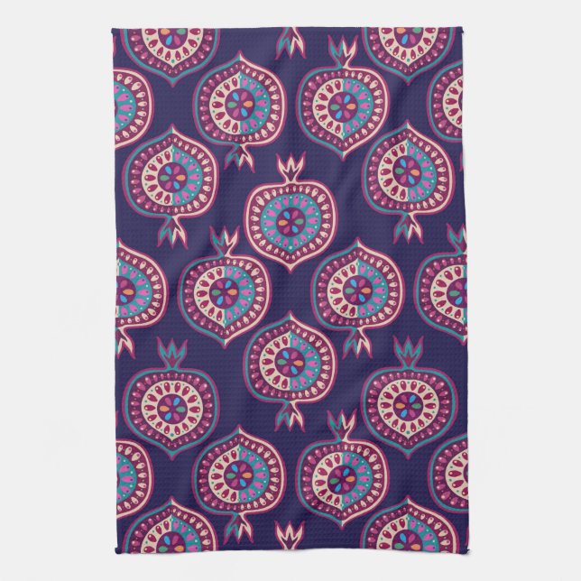 Decorative Pomegranate Pattern Kitchen Towel (Vertical)
