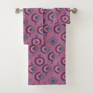 Decorative Pomegranate Pink Pattern Bath Towel Set
