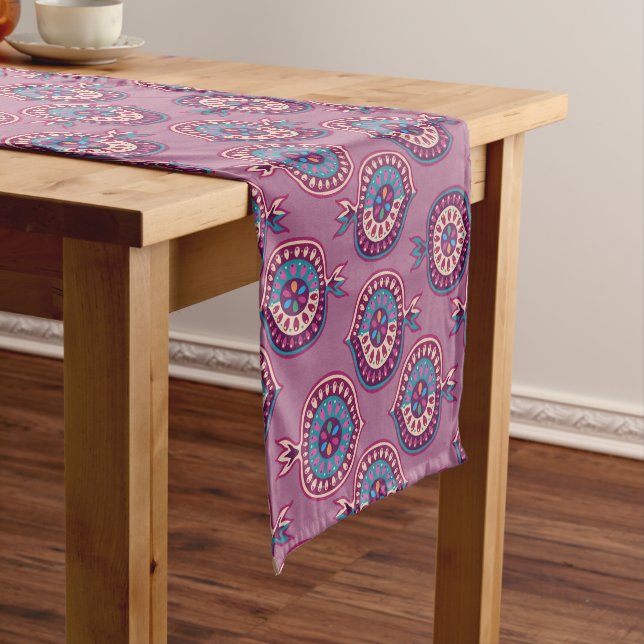 Decorative Pomegranate Pink Pattern    Short Table Runner (In Situ)