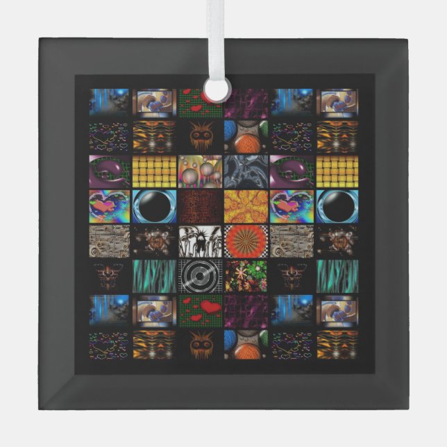 Decorative Pop Arts Pattern  Glass Ornament (Front)