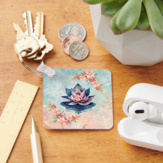 Decorative Purity, Delicate Botanical Art Keychain