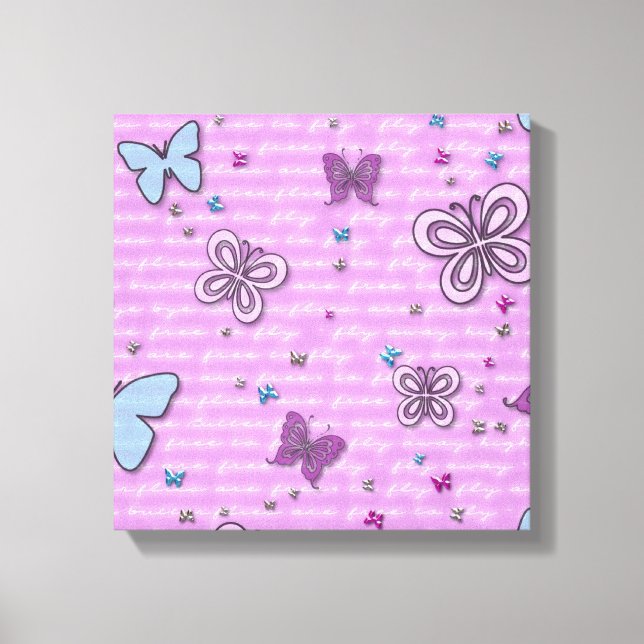Decorative Purple and Blue Butterfly Canvas Print (Front)