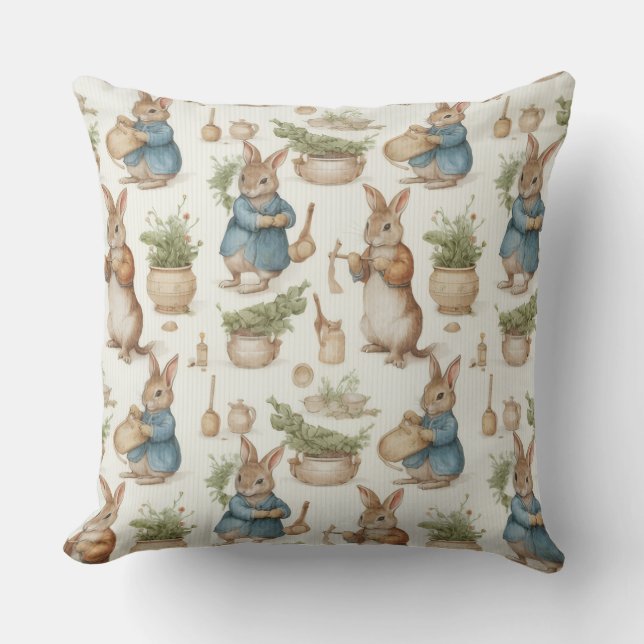Decorative Rabbit Pattern Throw Pillow (Front)