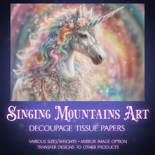Decorative Rainbow Unicorn Art Craft Decoupage  Tissue Paper
