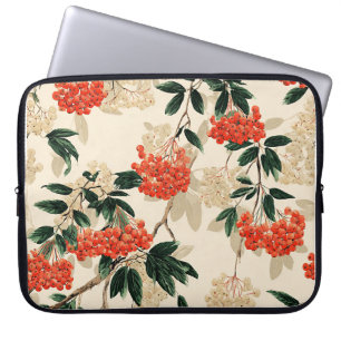 Decorative Red and White Berry Pattern Laptop Sleeve
