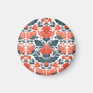 Decorative red flowers magnet