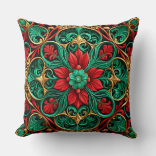 Decorative Red Green Christmas Throw Pillow