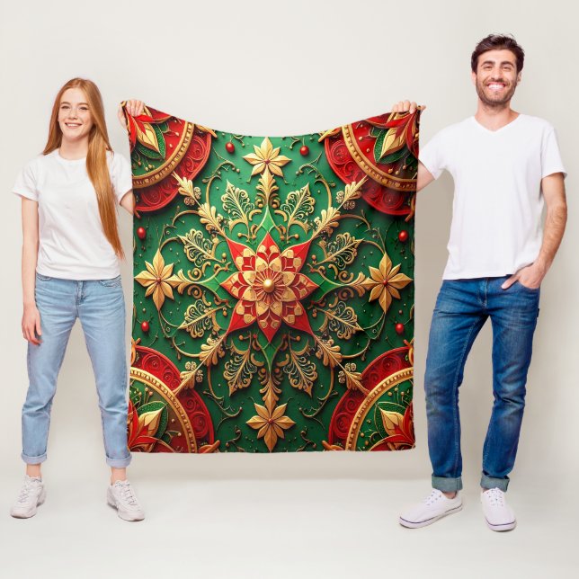 Decorative Red Green Fleece Blanket (In Situ)