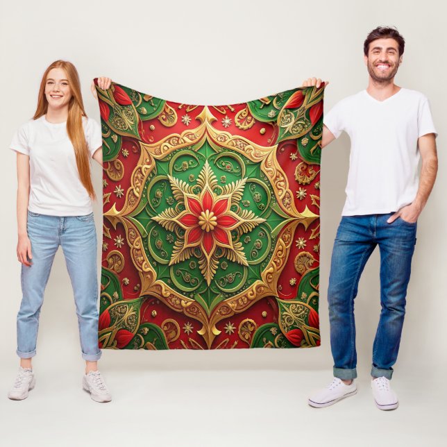 Decorative Red Green Fleece Blanket (In Situ)
