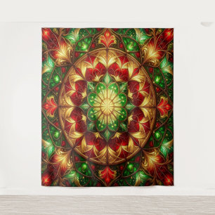 Decorative Red Green Holiday Backdrop Tapestry