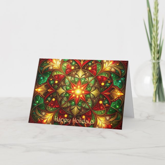 Decorative Red Green Holiday Card (Front)