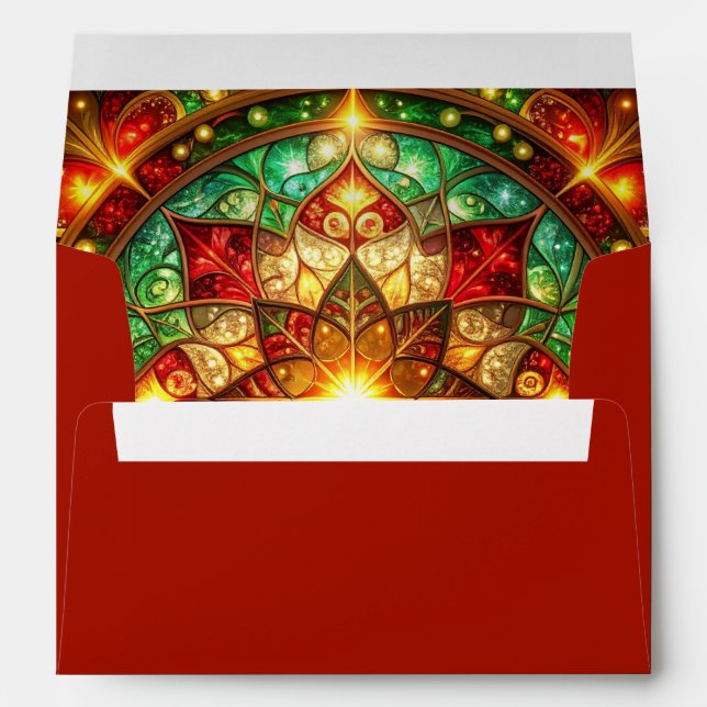 Decorative Red Green Holiday Envelope (Back (Bottom))