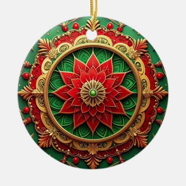 Decorative Red Green Holiday Ornament (Front)